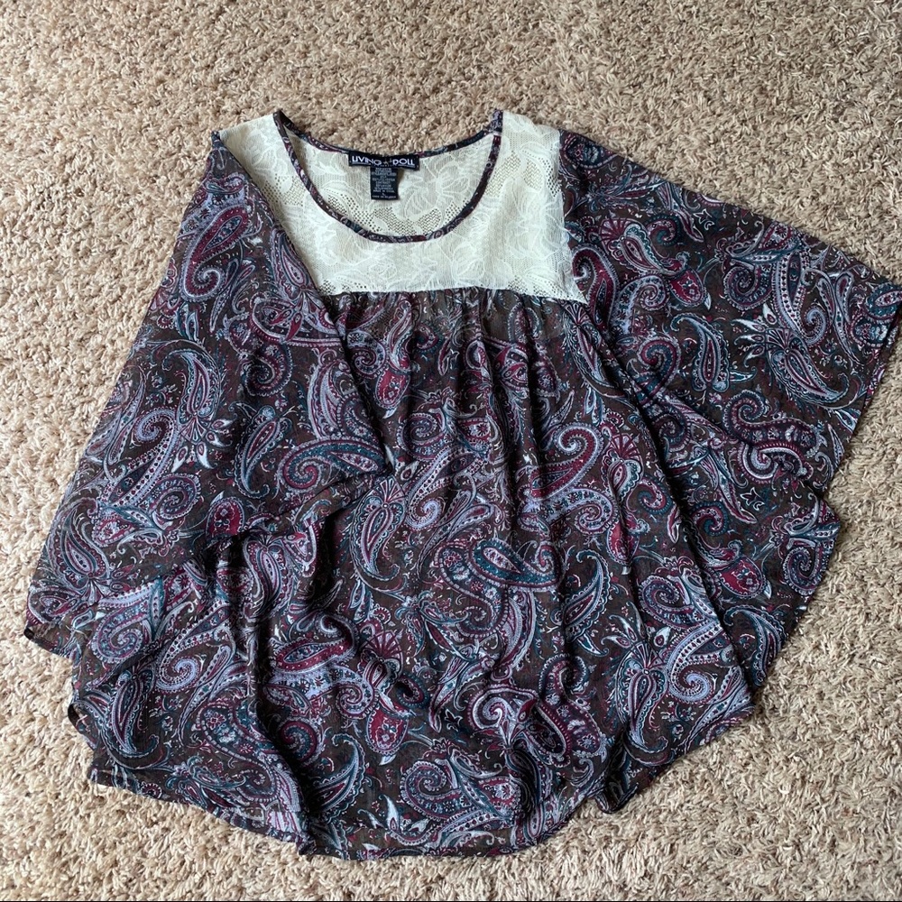 Living Doll Paisley Boho Top Size L